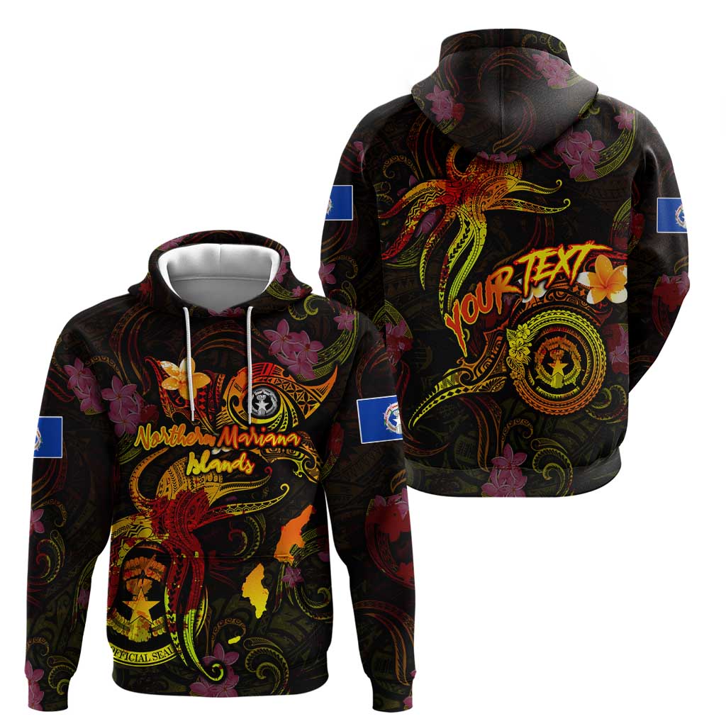 Northern Mariana Islands Zip Hoodie Octopus Plumeria Polynesian Tattoo