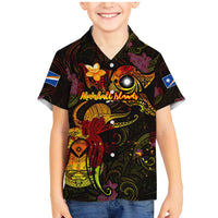Marshall Islands Family Matching Mermaid Dress and Hawaiian Shirt Octopus Plumeria Polynesian Tattoo DT02 Son's Shirt Black - Polynesian Pride