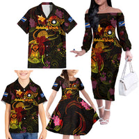 Marshall Islands Family Matching Off The Shoulder Long Sleeve Dress and Hawaiian Shirt Octopus Plumeria Polynesian Tattoo DT02 - Polynesian Pride