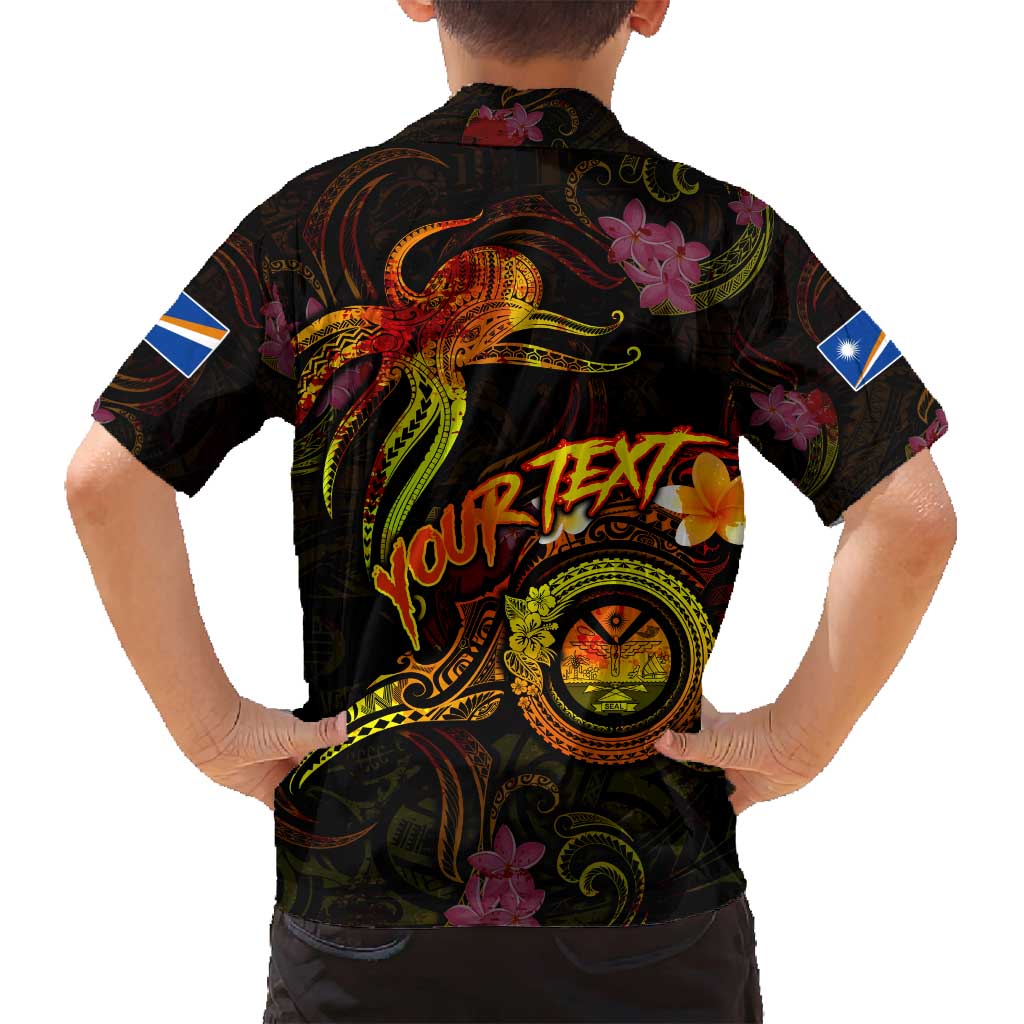 Marshall Islands Family Matching Tank Maxi Dress and Hawaiian Shirt Octopus Plumeria Polynesian Tattoo DT02 - Polynesian Pride