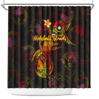 Marshall Islands Shower Curtain Octopus Plumeria Polynesian Tattoo DT02 Black - Polynesian Pride