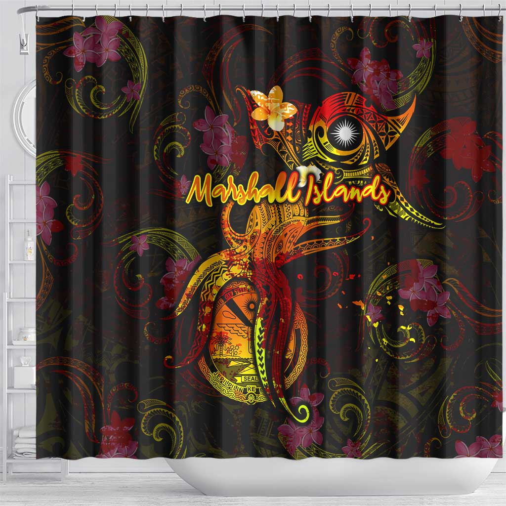 Marshall Islands Shower Curtain Octopus Plumeria Polynesian Tattoo DT02 - Polynesian Pride