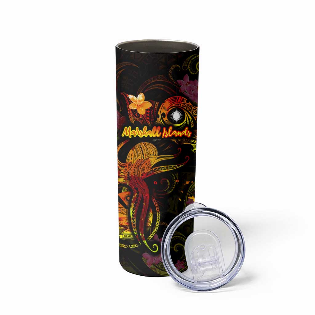 Marshall Islands Skinny Tumbler Octopus Plumeria Polynesian Tattoo DT02 - Polynesian Pride