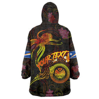 Marshall Islands Wearable Blanket Hoodie Octopus Plumeria Polynesian Tattoo