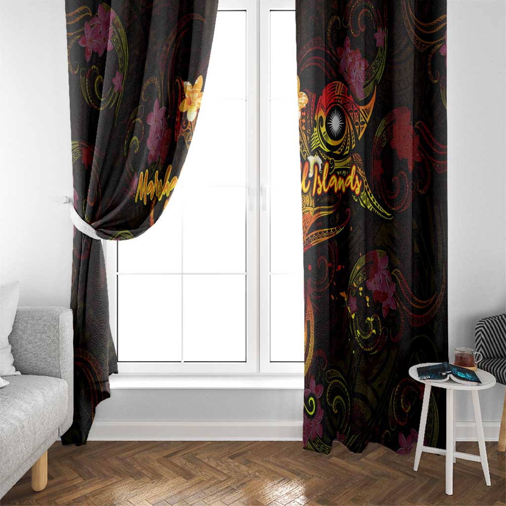 Marshall Islands Window Curtain Octopus Plumeria Polynesian Tattoo
