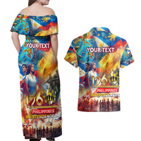 Custom The Philippines 126th Independence Anniversary Couples Matching Off Shoulder Maxi Dress and Hawaiian Shirt Art Style DT02 - Polynesian Pride