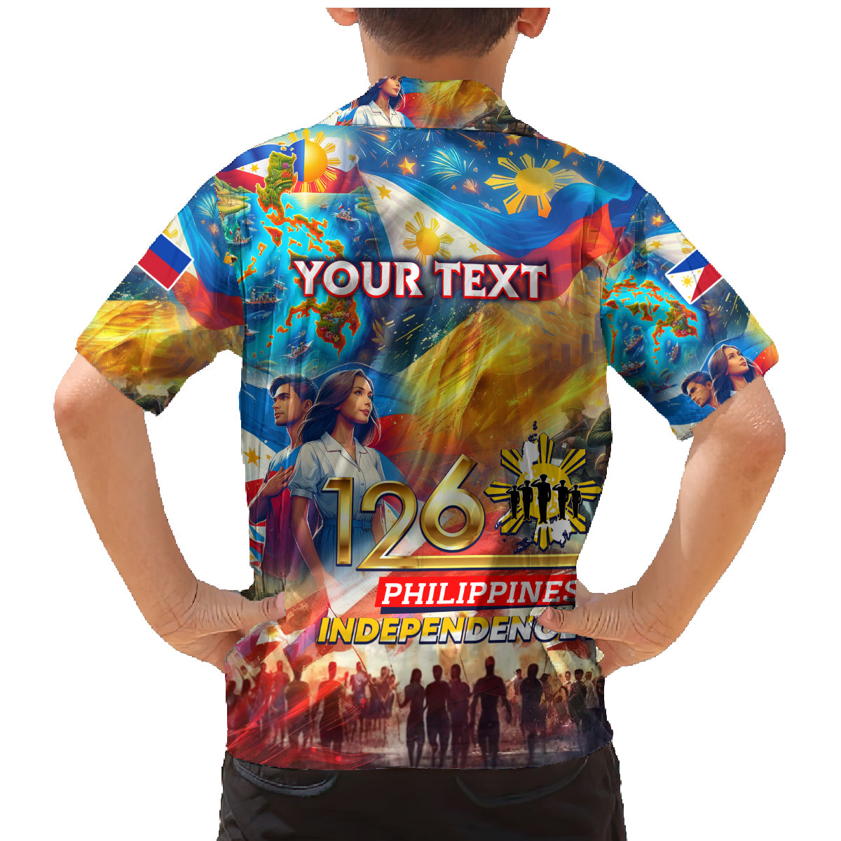 Custom The Philippines 126th Independence Anniversary Family Matching Mermaid Dress and Hawaiian Shirt Art Style DT02 - Polynesian Pride