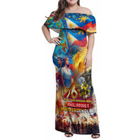 Custom The Philippines 126th Independence Anniversary Family Matching Off Shoulder Maxi Dress and Hawaiian Shirt Art Style