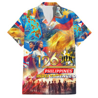 Custom The Philippines 126th Independence Anniversary Family Matching Short Sleeve Bodycon Dress and Hawaiian Shirt Art Style DT02 Dad's Shirt - Short Sleeve Art - Polynesian Pride