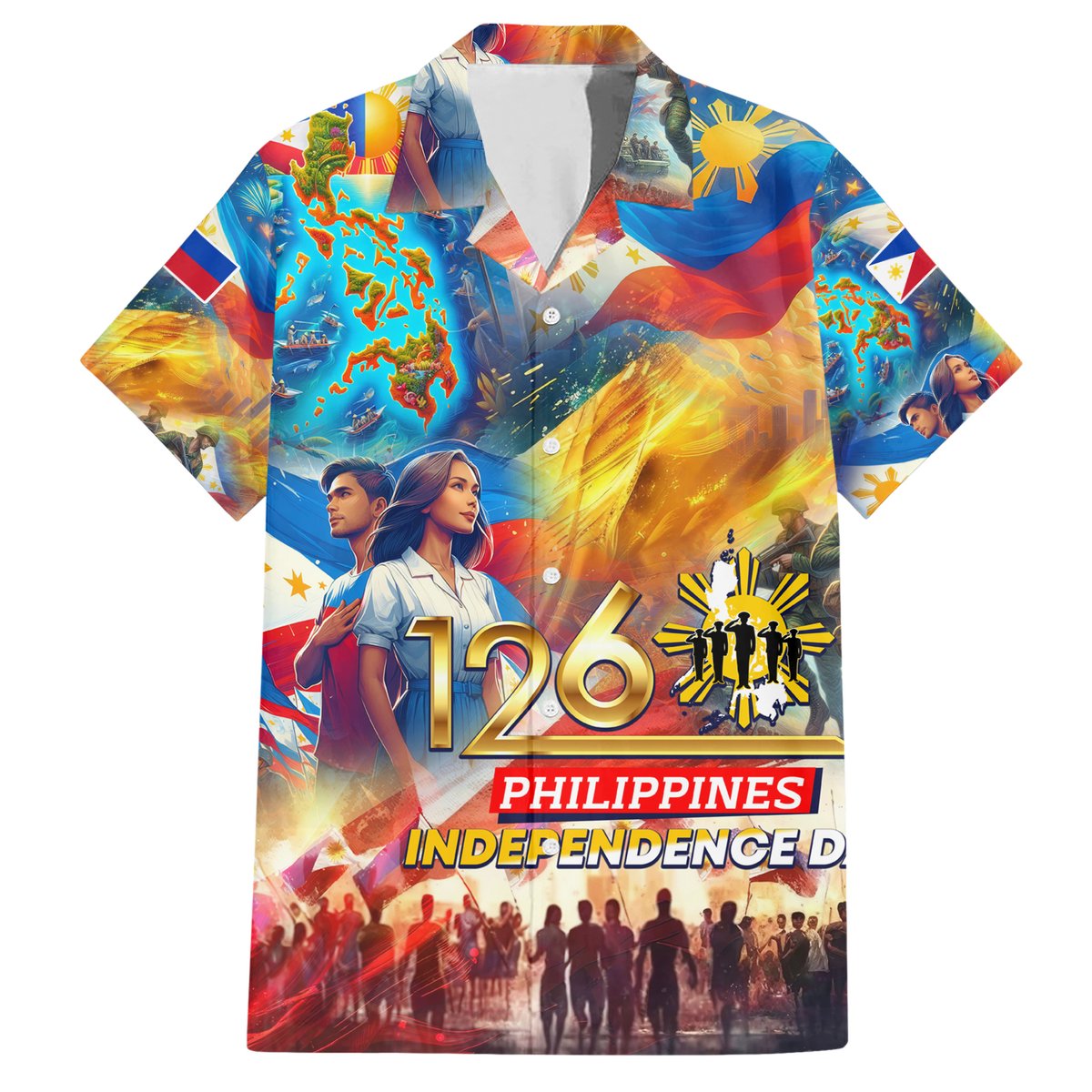 Custom The Philippines 126th Independence Anniversary Hawaiian Shirt Art Style
