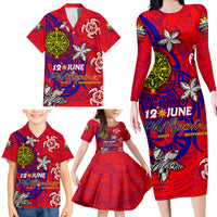 Personalized Philippines 12 June Independence Day Family Matching Long Sleeve Bodycon Dress and Hawaiian Shirt Polynesian Turtle Plumeria DT02 - Polynesian Pride