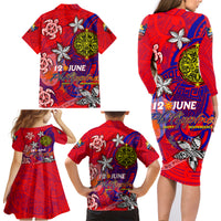 Personalized Philippines 12 June Independence Day Family Matching Long Sleeve Bodycon Dress and Hawaiian Shirt Polynesian Turtle Plumeria DT02 - Polynesian Pride