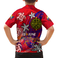 Personalized Philippines 12 June Independence Day Family Matching Off The Shoulder Long Sleeve Dress and Hawaiian Shirt Polynesian Turtle Plumeria DT02 - Polynesian Pride