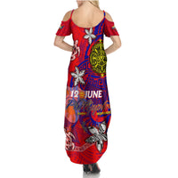 Personalized Philippines 12 June Independence Day Family Matching Summer Maxi Dress and Hawaiian Shirt Polynesian Turtle Plumeria