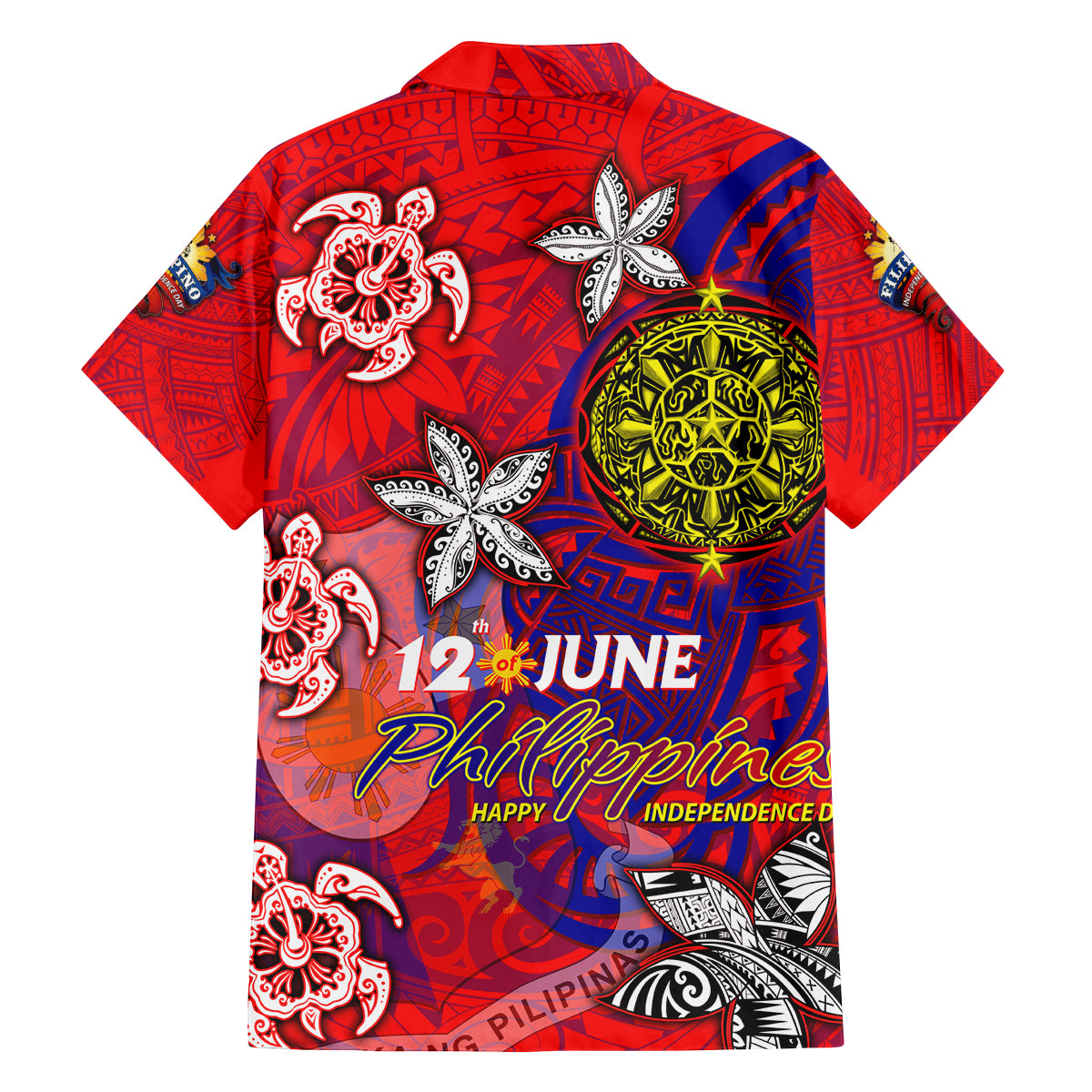 Personalized Philippines 12 June Independence Day Family Matching Tank Maxi Dress and Hawaiian Shirt Polynesian Turtle Plumeria
