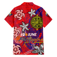 Personalized Philippines 12 June Independence Day Family Matching Tank Maxi Dress and Hawaiian Shirt Polynesian Turtle Plumeria
