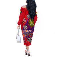Personalized Philippines 12 June Independence Day Off The Shoulder Long Sleeve Dress Polynesian Turtle Plumeria DT02 - Polynesian Pride