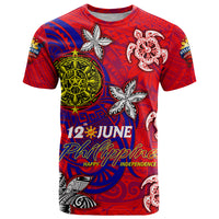 Personalized Philippines 12 June Independence Day T Shirt Polynesian Turtle Plumeria