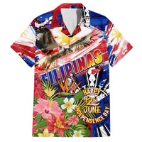 Personalized Philippines Independence Day Family Matching Off The Shoulder Long Sleeve Dress and Hawaiian Shirt Polynesia Filipinas Eagle Hibiscus
