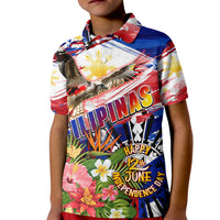 Personalized Philippines Independence Day Kid Polo Shirt Polynesia Filipinas Eagle Hibiscus