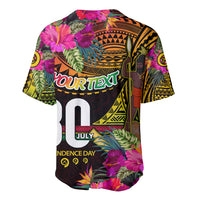Personalised Vanuatu Independence Day 30 July Baseball Jersey Hibiscus Polynesian Pattern