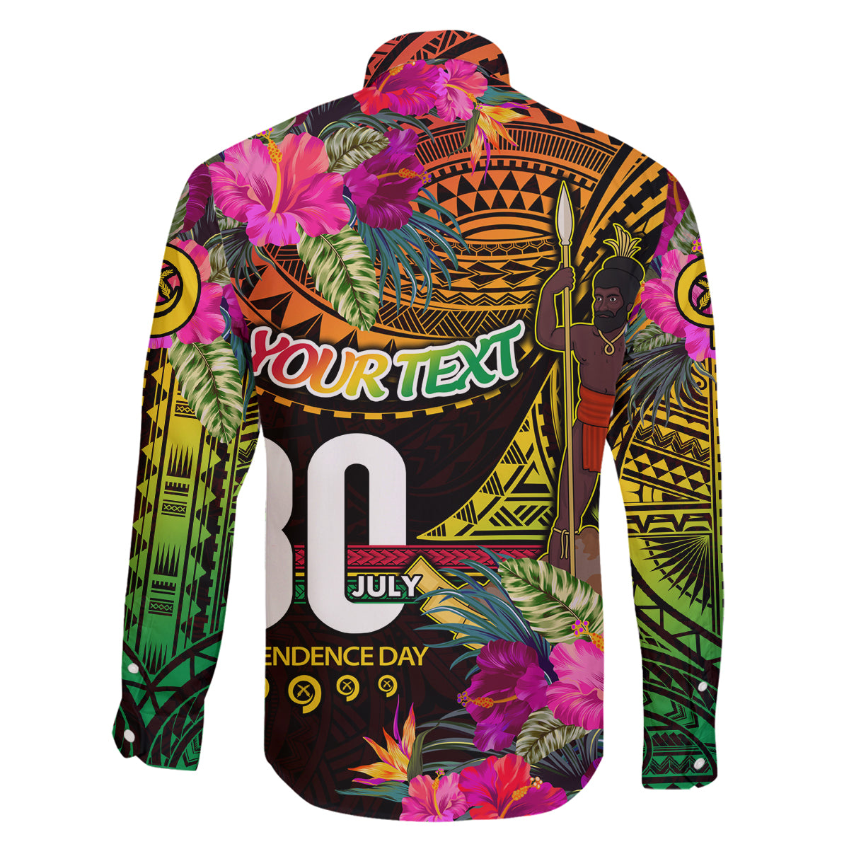 Personalised Vanuatu Independence Day 30 July Family Matching Mermaid Dress and Hawaiian Shirt Hibiscus Polynesian Pattern