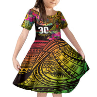 Personalised Vanuatu Independence Day 30 July Family Matching Off The Shoulder Long Sleeve Dress and Hawaiian Shirt Hibiscus Polynesian Pattern DT02 Daughter's Dress Yellow - Polynesian Pride