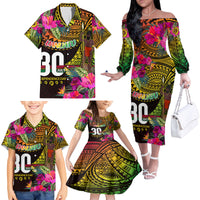 Personalised Vanuatu Independence Day 30 July Family Matching Off The Shoulder Long Sleeve Dress and Hawaiian Shirt Hibiscus Polynesian Pattern DT02 - Polynesian Pride