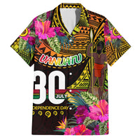 Personalised Vanuatu Independence Day 30 July Family Matching Off The Shoulder Long Sleeve Dress and Hawaiian Shirt Hibiscus Polynesian Pattern DT02 Dad's Shirt - Short Sleeve Yellow - Polynesian Pride