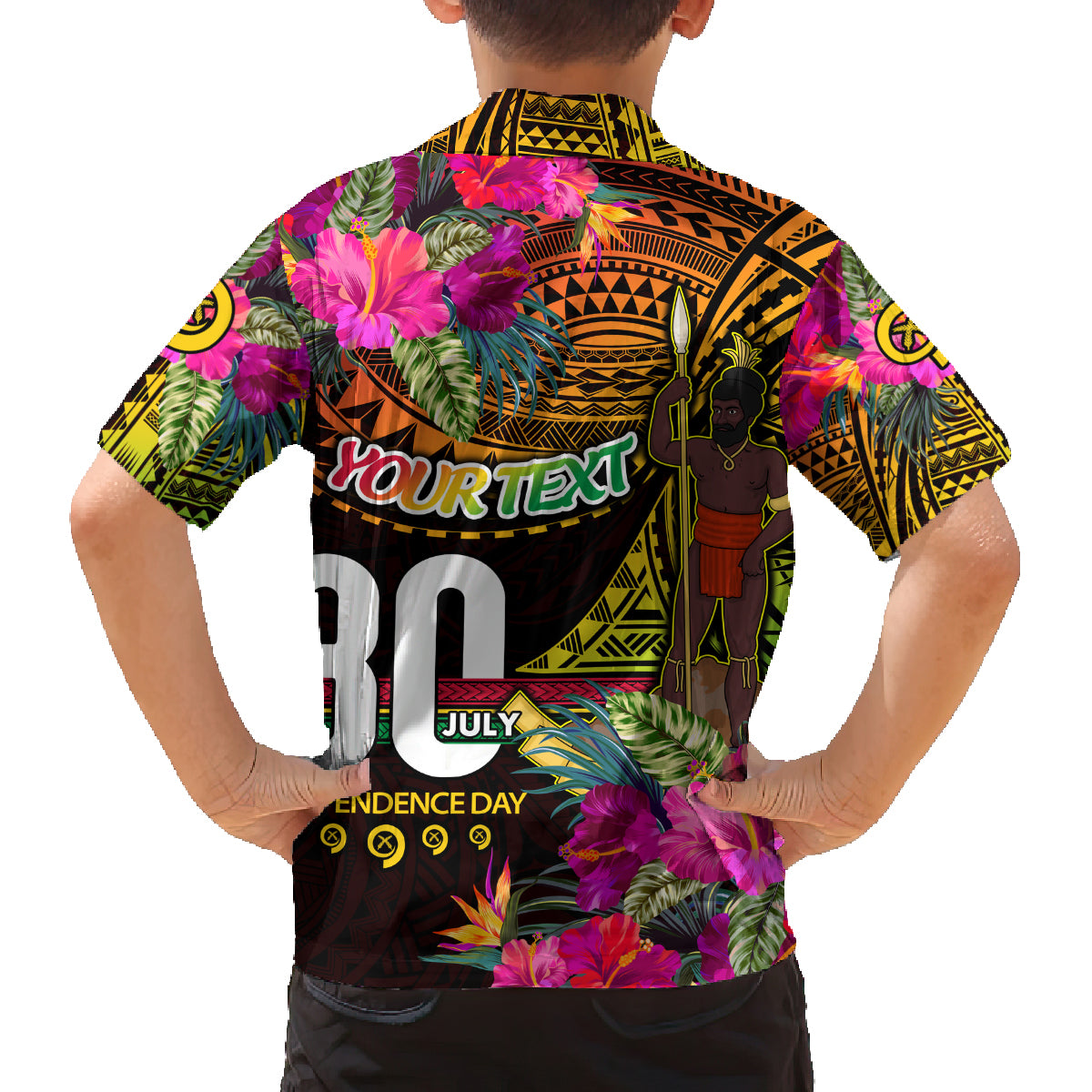 Personalised Vanuatu Independence Day 30 July Family Matching Tank Maxi Dress and Hawaiian Shirt Hibiscus Polynesian Pattern