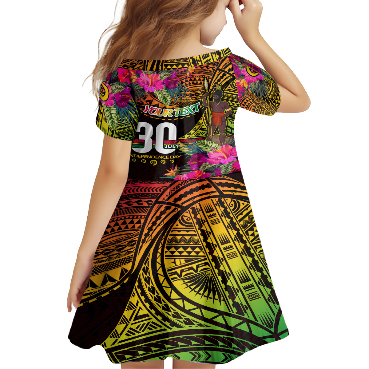 Personalised Vanuatu Independence Day 30 July Family Matching Tank Maxi Dress and Hawaiian Shirt Hibiscus Polynesian Pattern