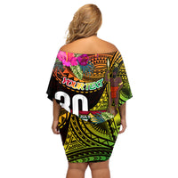 Personalised Vanuatu Independence Day 30 July Off Shoulder Short Dress Hibiscus Polynesian Pattern