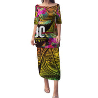 Personalised Vanuatu Independence Day 30 July Puletasi Hibiscus Polynesian Pattern