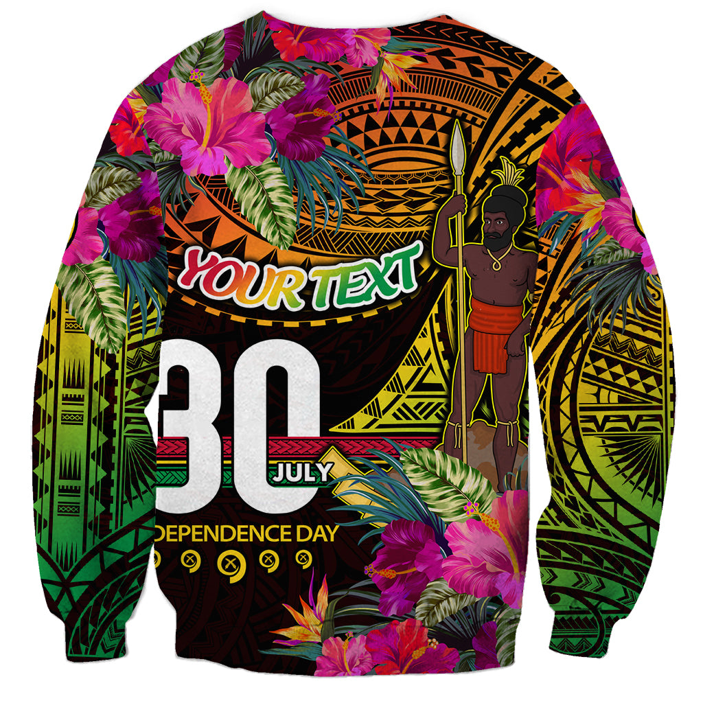 Personalised Vanuatu Independence Day 30 July Sweatshirt Hibiscus Polynesian Pattern