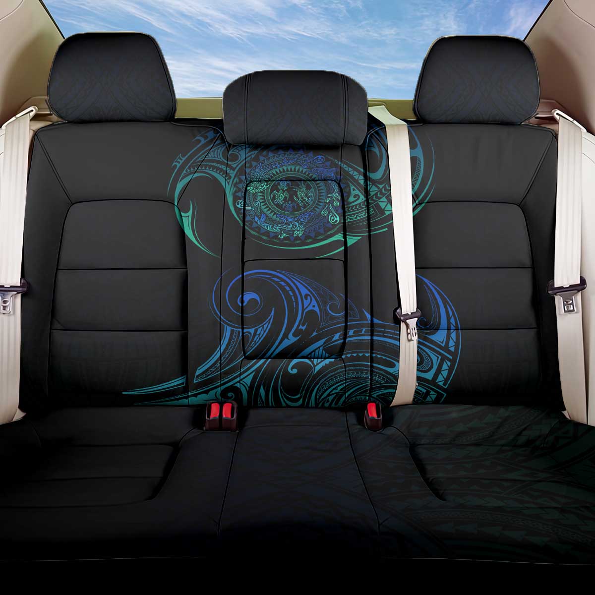 Sea Animal Polynesia Back Car Seat Cover Polynesian Pattern DT02 One Size Black - Polynesian Pride
