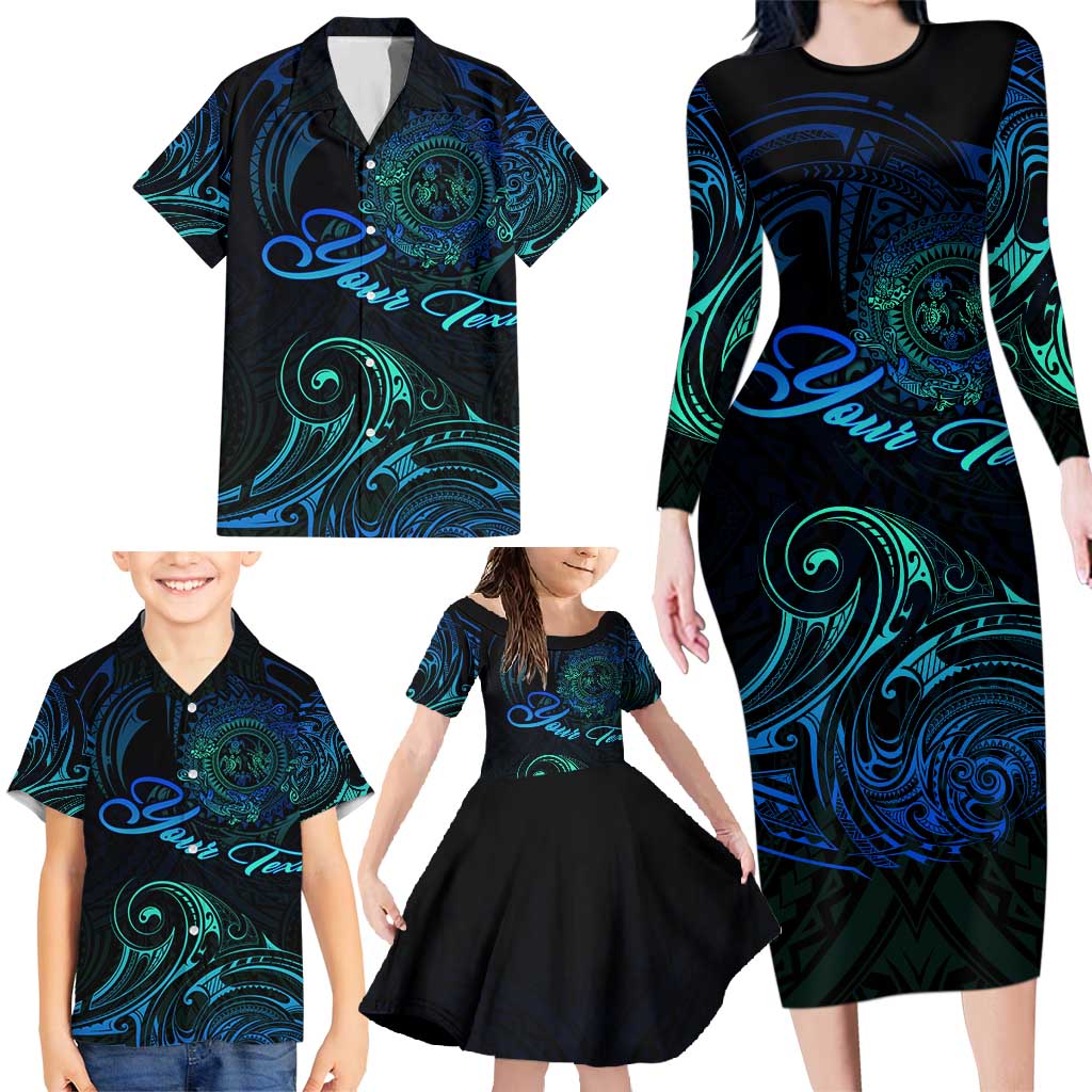 Sea Animal Polynesia Family Matching Long Sleeve Bodycon Dress and Hawaiian Shirt Polynesian Pattern DT02 - Polynesian Pride