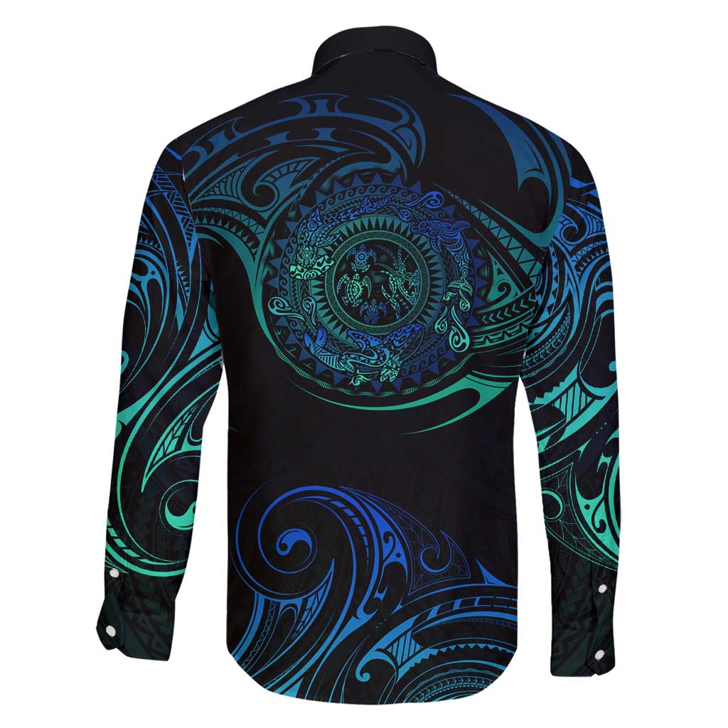 Sea Animal Polynesia Family Matching Long Sleeve Bodycon Dress and Hawaiian Shirt Polynesian Pattern DT02 - Polynesian Pride