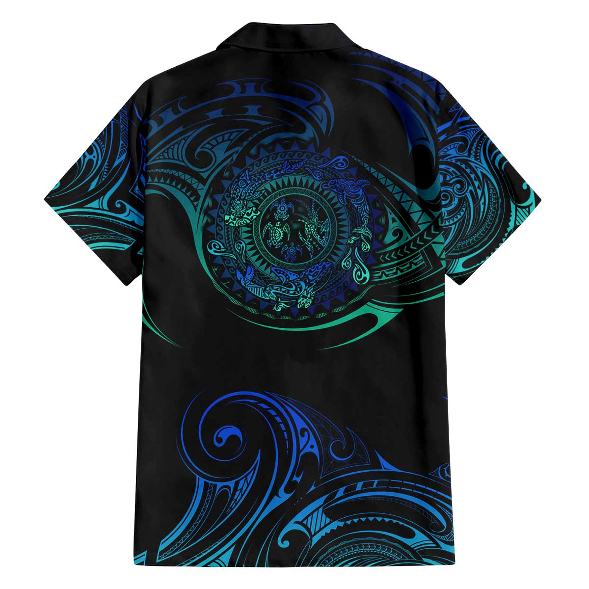 Sea Animal Polynesia Family Matching Off Shoulder Short Dress and Hawaiian Shirt Polynesian Pattern