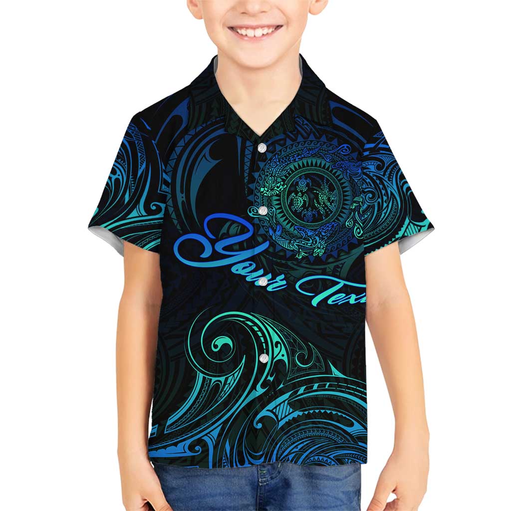 Sea Animal Polynesia Family Matching Summer Maxi Dress and Hawaiian Shirt Polynesian Pattern DT02 Son's Shirt Black - Polynesian Pride