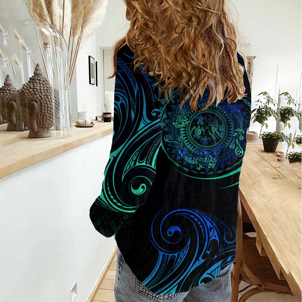 Sea Animal Polynesia Women Casual Shirt Polynesian Pattern