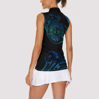 Sea Animal Polynesia Women Sleeveless Polo Shirt Polynesian Pattern
