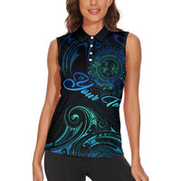 Sea Animal Polynesia Women Sleeveless Polo Shirt Polynesian Pattern