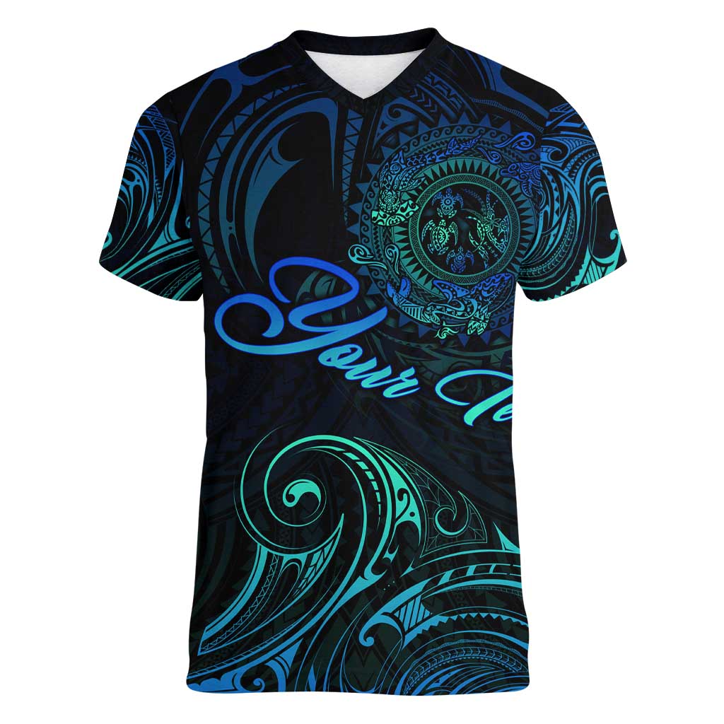 Sea Animal Polynesia Women V-Neck T-Shirt Polynesian Pattern