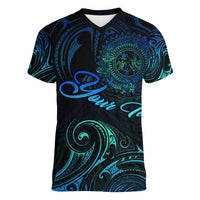 Sea Animal Polynesia Women V-Neck T-Shirt Polynesian Pattern