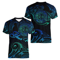 Sea Animal Polynesia Women V-Neck T-Shirt Polynesian Pattern