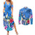 Aloha Hawaii Couples Matching Summer Maxi Dress and Long Sleeve Button Shirt Dolphins and Fish Hook Hibiscus