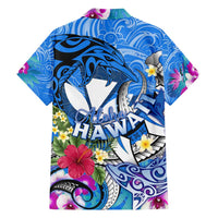 Aloha Hawaii Family Matching Tank Maxi Dress and Hawaiian Shirt Dolphins and Fish Hook Hibiscus