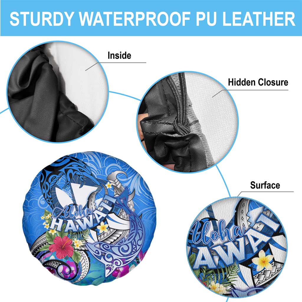Aloha Hawaii Spare Tire Cover Dolphins and Fish Hook Hibiscus