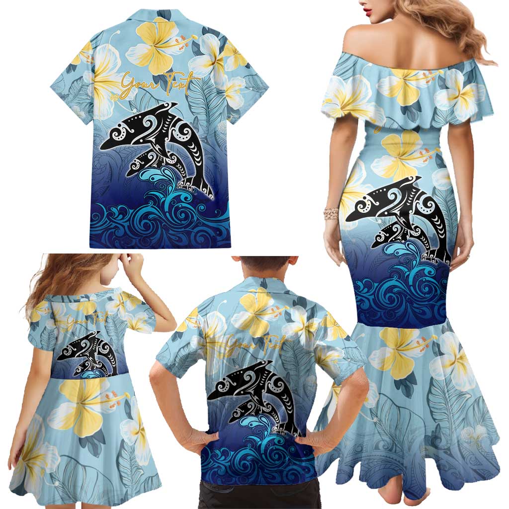 Mother And Baby Dolphins Family Matching Mermaid Dress and Hawaiian Shirt Hawaii Hibiscus DT02 - Polynesian Pride
