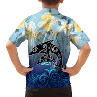 Mother And Baby Dolphins Family Matching Off The Shoulder Long Sleeve Dress and Hawaiian Shirt Hawaii Hibiscus DT02 - Polynesian Pride